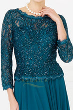 A-Line Scoop Neck Mother of the Bride Dress with 3/4 Sleeves