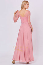 A-line Long Sleeves V-Neck Appliques Floor-Length Prom Dresses with Applique