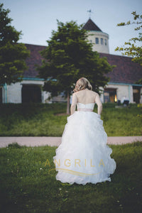 Ball Gown Strapless Ruffled Organza Wedding Dresses