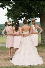 A-line Strapless Sweetheart Ruffles Chapel Train Bridal Wedding Dresses
