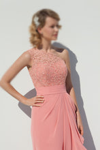 Chic A-line/Princess One-Shoulder Appliqued Long Chiffon Bridesmaid Dresses