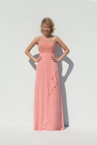 Chic A-line/Princess One-Shoulder Appliqued Long Chiffon Bridesmaid Dresses