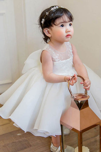A-Line/Princess Cute Scoop Tulle Flower Girl Dresses