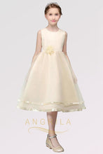 A-line Sleeveless Tea-length Flower Girl Dresses with Flower(s)