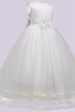 A-line Sleeveless Tea-length Flower Girl Dresses with Flower(s)