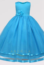 A-line Sleeveless Tea-length Flower Girl Dresses with Flower(s)
