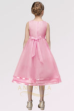 A-line Sleeveless Tea-length Flower Girl Dresses with Flower(s)