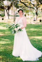 A-Line/Princess V-Neck Sleeveless Court Train Wedding Dress