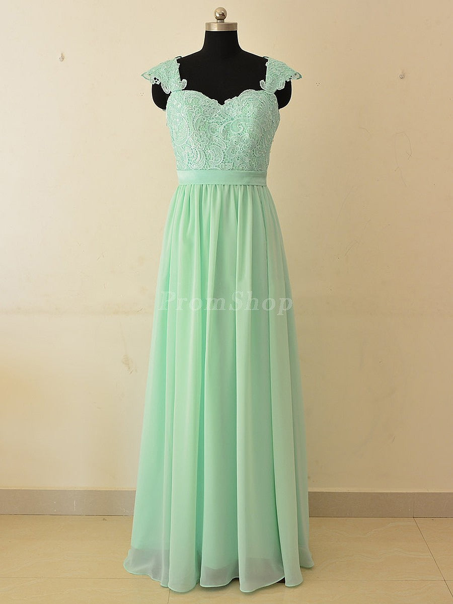 Low-Back Lace and Chiffon A-Line Bridesmaid Dress