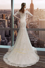 Off-the-Shoulder 1/2 Sleeves Lace Applique Wedding Dresses