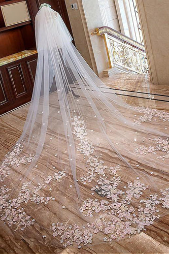 Elegant Long Lace Bridal Wedding Veils