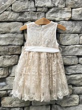 Vintage Jewel Lace Flower Girl Dress with Sash