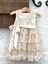 Vintage Jewel Lace Flower Girl Dress with Sash