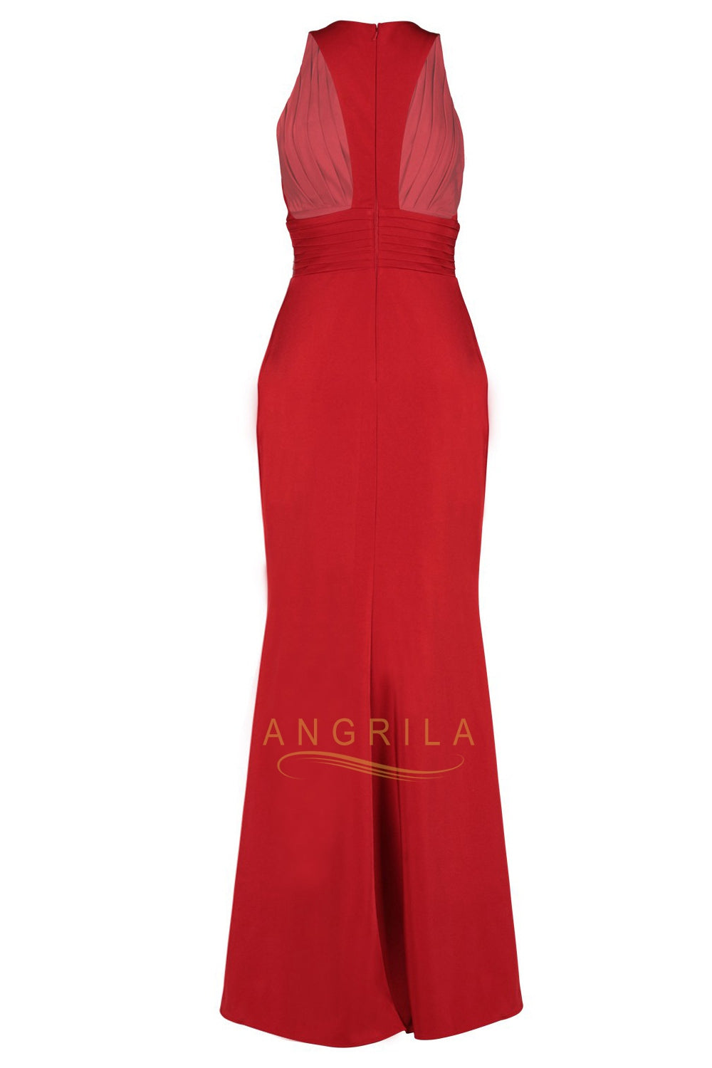 Ruched Plunging Stretch Satin Sheath Wedding Dress