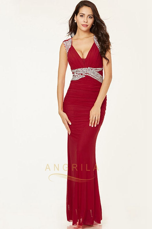 Plus Size Chiffon Floor-Length Prom Dresses with Crystals Secondary image