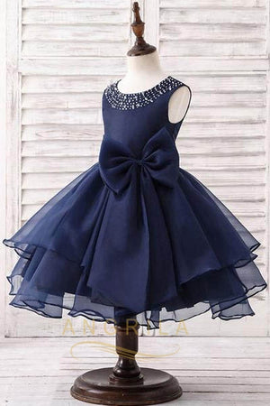 A-line/Princess Sleeveless Organza Flower Girl Dresses with Bow(s)