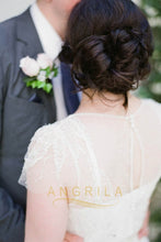 A-line/Princess V-neck Cap Sleeves Wedding Dresses