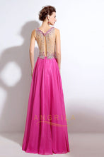 A-line/Princess Sleeveless Beading Chiffon Long Formal Prom Dresses