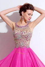 A-line/Princess Sleeveless Beading Chiffon Long Formal Prom Dresses