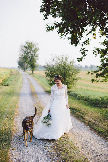 A-line/Princess Lace Long Sleeves Tulle Wedding Dresses