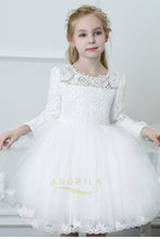 Long Sleeves Knee-length Lace & Tulle Flower Girl Dresses