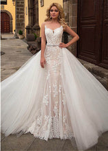 Modest Sleeveless Church Train Wedding Dress with Removable Skirt