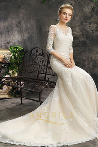 Illusion Neckline Mermaid Bridal Wedding Dresses