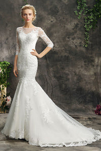 Illusion Neckline Mermaid Bridal Wedding Dresses