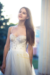 A-Line Sweetheart Tulle Simple Wedding Dresses