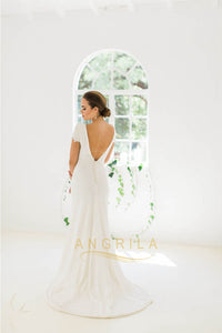 Elegant Scoop Cap Sleeves Mermaid Wedding Dresses