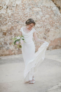 Sheath Cap Sleeves Simple Wedding Dresses