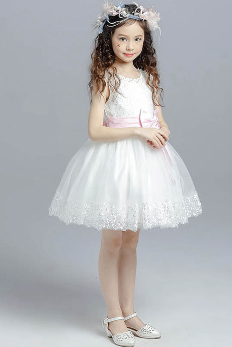 Knee-length Bows Lace & Tulle Flower Girl Dresses