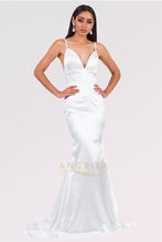 Long Mermaid V-neck Satin Backless Prom Dresses