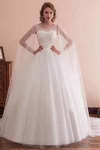 Fantastic Tulle A-Line Wedding Dresses with Lace Appliques