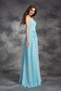 Long Straight Strapless Chiffon Bridesmaid Dresses