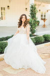 Plus Size Wedding Dresses with Lace Applique and Long Sleeves