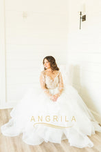 Plus Size Wedding Dresses with Lace Applique and Long Sleeves