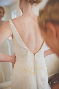 A-line V-neck Sleeveless Long Wedding Dresses