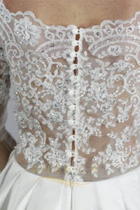 Fabulous A-Line Appliqued Satin Long Sleeves Lace Wedding Dress
