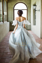 A-line/Princess Off-the-shoulder Sweep Train Wedding Dresses