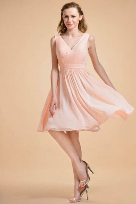 A-line V-neck Knee-length Chiffon Bridesmaid Dress