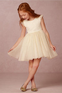 A-Line Cap Sleeves Tulle Short Flower Girl Dresses