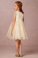 A-Line Cap Sleeves Tulle Short Flower Girl Dresses