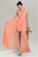 A-line Sleeveless Front Split Long Chiffon Bridesmaid Dresses
