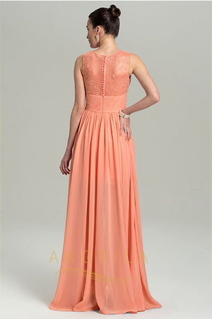 A-line Sleeveless Front Split Long Chiffon Bridesmaid Dresses