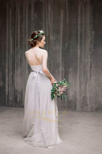 Spaghetti Straps Sweetheart Tulle Bridesmaid Dresses