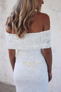 Charming Off-the-Shoulder Sheath Lace Wedding Dresses