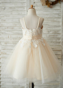 Tulle Straps Flower Girl Dress