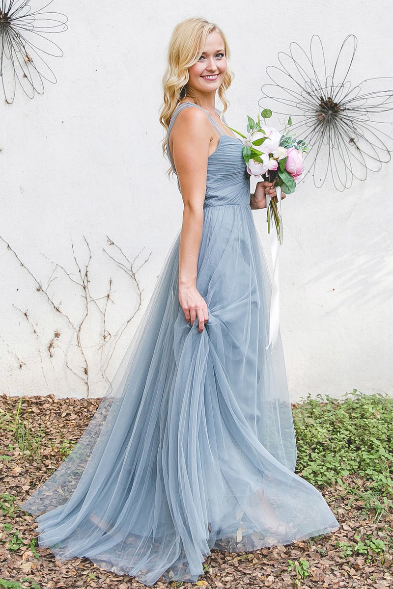 Chic Tulle Bridesmaid Dresses with Sheer Illusion Sleeves Angrila Chic Tulle Bridesmaid Dresses with Sheer Illusion Sleeves Angrila