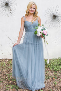 Chic Tulle Bridesmaid Dresses with Sheer Illusion Sleeves